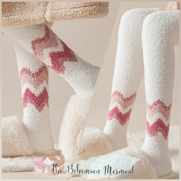 đNWTđ 2 PK PLUSH WINTER THIGH HIGH CLOUD SOCKS - Picture 5 of 12